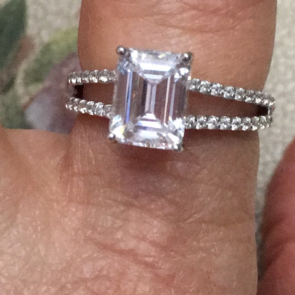 Diamonique 3ct Split Shank Solitaire Ring - image 1